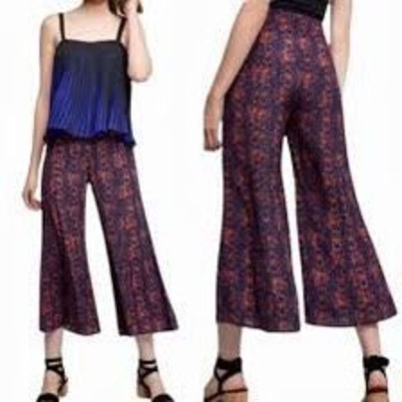 Elevenses Anthropologie Tessie Wide Leg Cropped Pants Culottes Size 6 NW… - Picture 1 of 7